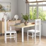 Conjunto de 2 Cadeiras de Sala de Jantar com Encosto de Ripas Estrutura de Madeira de Pinho 38,5x47,5x99 cm Branco