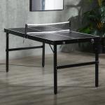 Mesa de Ping Pong Dobrável com Estrutura de Alumínio Portátil para Interior e Exterior 152x76x72 cm Preto