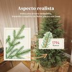 Árvore de Natal Artificial 180 cm com 1794 Ramos Densos Suporte Metálico Dobrável para Interior Verde
