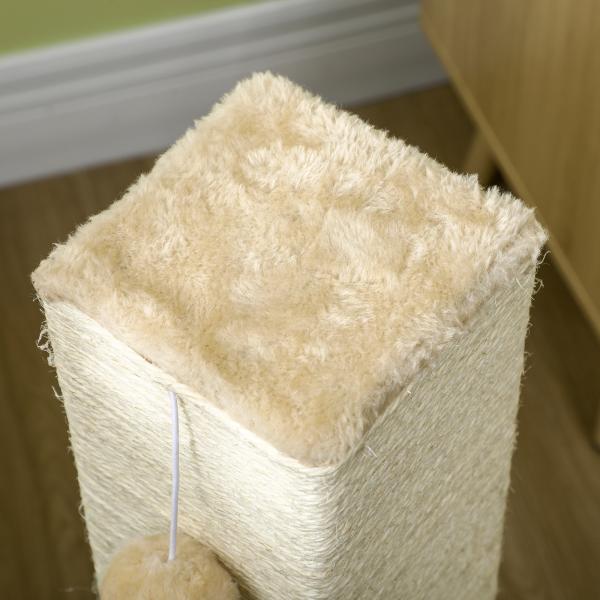 Poste Arranhador para Gatos 79 cm Arranhador para Gatos com Bola Suspensa e Poste de Juta 59,5x39x79 cm Creme e Bege