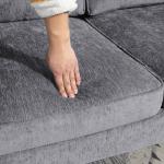 Sofá de Canto com Chaise Longue em Forma de L Estofado em Poliéster para Sala Capacidade 250 kg 215x142x88 cm Cinza