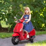 Moto Elétrica para Crianças de 3 - 6 Anos com Licença Vespa com USB MP3 Luz LED Rádio FM Velocidade 3 km/h Vermelho