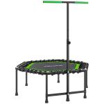Trampolim Fitness 114x114x132 cm com Guiador Ajustável em 3 Níveis Estrutura de Aço para Treino de Perna Corpo Verde