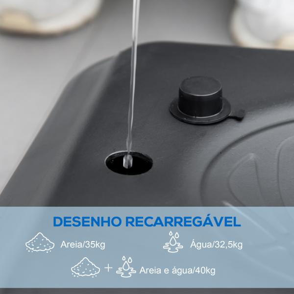 Tabela de Basquetebol de Exterior com Altura Ajustável 235 - 264 cm Suporte para Bola Rodas e Base Recarregável Preto