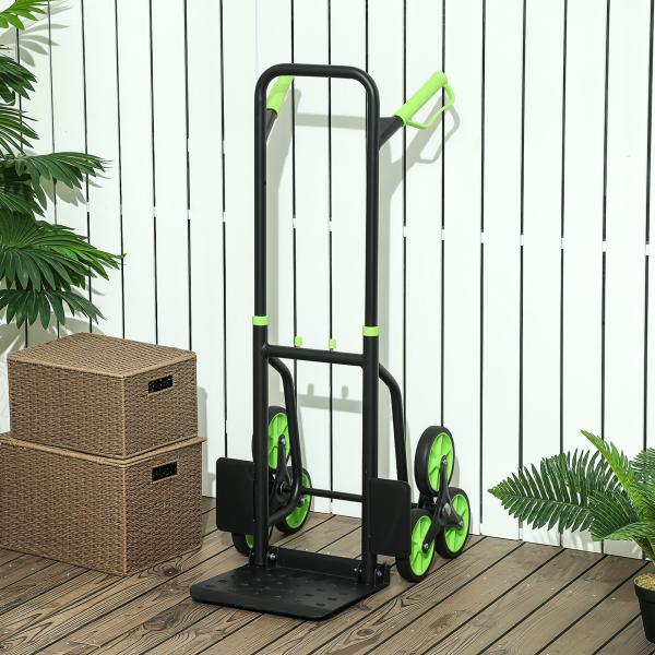 Carrinho de Carga Dobrável para Escadas com 6 Rodas, 120 kg, Portátil, Verde