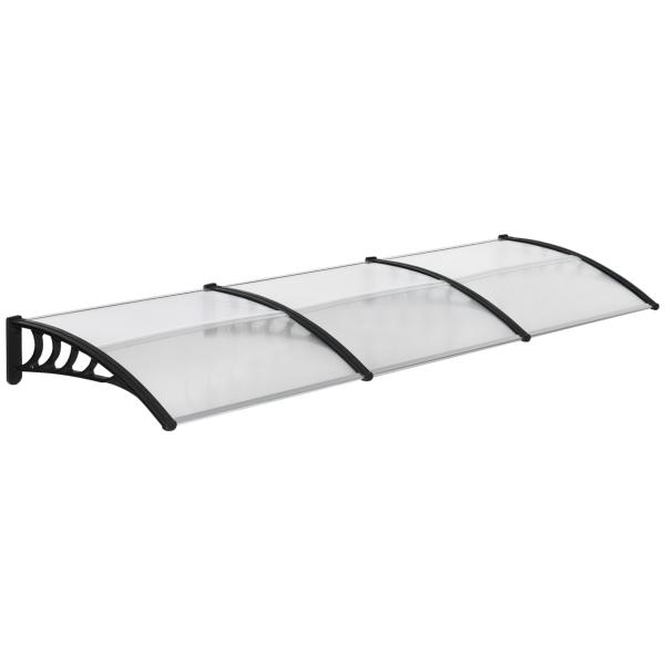 Marquise de Proteção 303x96 cm Marquise Exterior para Portas e Janelas com Suporte Liga de Alumínio Policarbonato Transparente