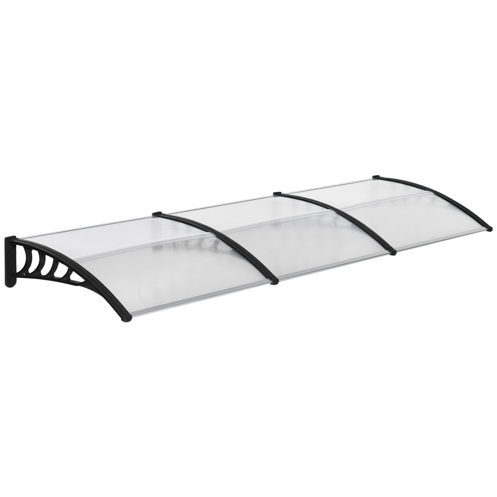 Marquise de Proteção 303x96 cm Marquise Exterior para Portas e Janelas com Suporte Liga de Alumínio Policarbonato Transparente
