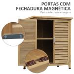 Armário de Armazenamento de Madeira para Jardim com 2 Prateleiras Interiores 2 Portas e Teto Inclinado para Exterior Terraço 87x46,5x96,5cm Natural