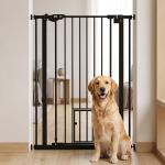 Barreira de Segurança Ajustável com Porta Pequena, Fecho Automático e Sistema de Bloqueio Duplo 74 - 80 x 104,1 cm Preta