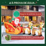 Pai Natal Insuflável com Trenó e Renas Insufláveis de Natal com Luzes LED para Exterior e Interior 240x75x100 cm Multicor