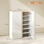 Sapateira de 6 Níveis com 2 Portas em Branco Brilhante com Fechamento Suave e Prateleiras Ajustáveis 70x33,5x95 cm Branco