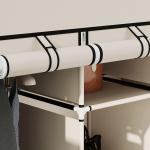 Roupeiro de Tecido Dobrável com 8 Prateleiras de Armazenamento e 2 Barras de Pendurar 125x43x162,5cm Creme