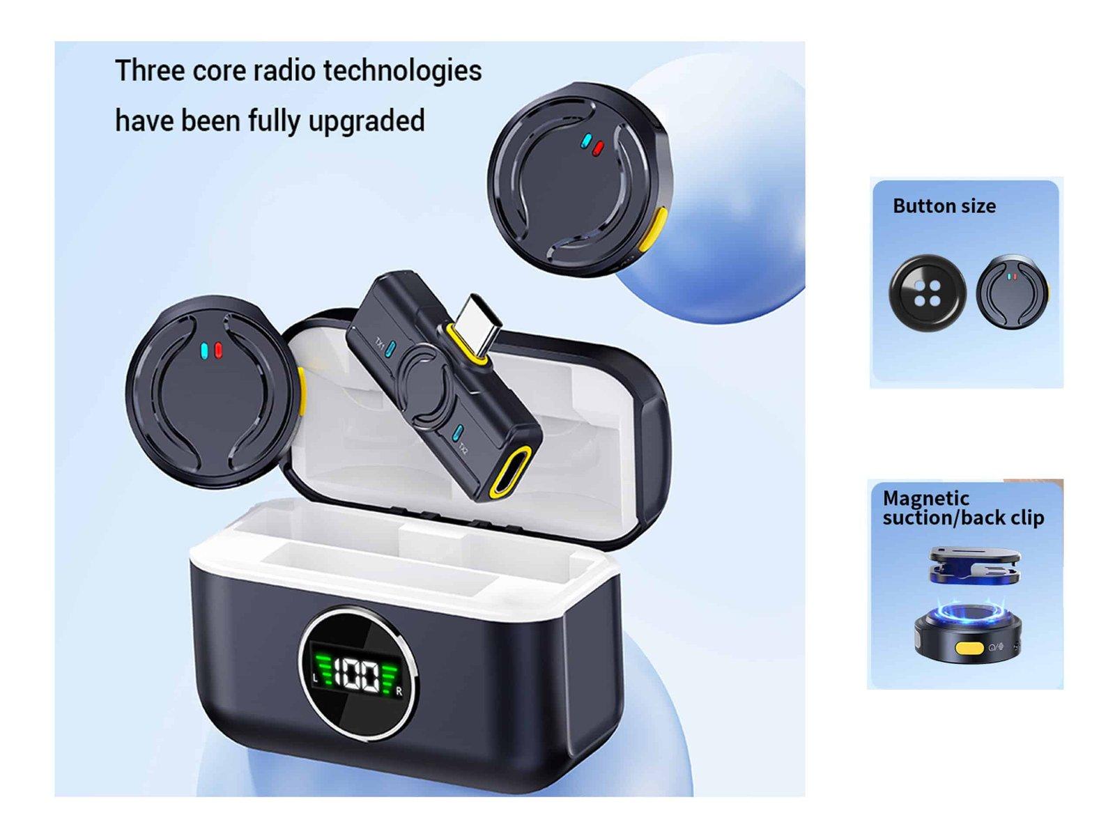 Microfone Sem Fios para Transmissão ao Vivo e Diretos – 2x TWS com Cancelamento de Ruído, Ecrã LED | Qualidade Profissional para Criadores de Conteúdo | Modelo Q81