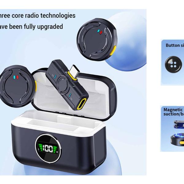 Microfone Sem Fios para Transmissão ao Vivo e Diretos – 2x TWS com Cancelamento de Ruído, Ecrã LED | Qualidade Profissional para Criadores de Conteúdo | Modelo Q81