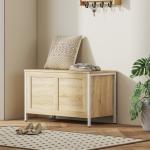 Baú de Armazenamento 95L Baú de Arrumação com Tampa Banco de Armazenamento com Dobradiça de Segurança 80x40x50 cm Madeira