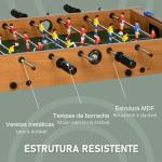 Mesa de Matraquilho para Crianças e Adultos Matraquilho 69x37x70cm com 2 Bolas 6 Hastes Metálicas 2 Placares de Pontos 18 Jogadores Pés Dobrável para Familias Festas Madeira