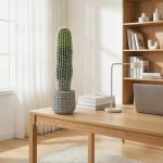 Cacto Artificial 66 cm, Planta Artificial Decorativa com Vaso para Decoração de Interiores Verde