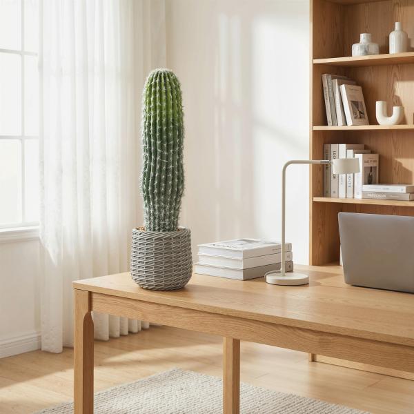 Cacto Artificial 66 cm, Planta Artificial Decorativa com Vaso para Decoração de Interiores Verde