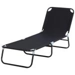 Espreguiçadeira dobrável reclinável com ângulo ajustável de 3 posições para exterior carga 120 kg 190x56x28 cm Preto
