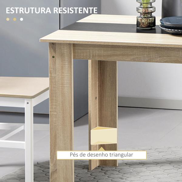 Mesa de Sala de Jantar para 4 - 6 Pessoas Estilo Moderno com Bancada de Melamina de Madeira Carga 50 kg 120x69x75 cm Madeira e Preto
