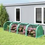 Estufa Pequena para Jardim, Cultivo de Plantas, com 4 Janelas Enroláveis, 400x100x80 cm, Verde