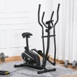 Bicicleta elíptica de fitness com Resistência Magnética Ajustável Tela LCD Sela Ajustável Monitor de Frequência Cardíaca e Volante 3 kg 103x62x151 cm Preto
