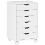 Bloco de Gavetas Móvel Arquivador com 6 Gavetas Suporte para Impressora com Rodas 40x35x63 cm Branco