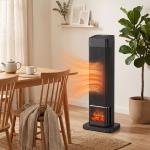 Aquecedor Elétrico Cerâmico PTC 2000W com 4 Modos, Chama Dinâmica, Comando, Oscilação 70° e Proteção contra Sobreaquecimento