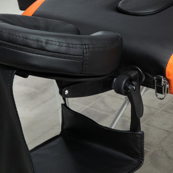 Marquesa de Massagem Dobrável e Portátil com Altura Ajustável e Apoio para a Cabeça 210x81x62 - 85 cm Laranja e Preto