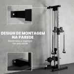 Máquina de Polias de Parede Ajustável em 15 Posições Multifunções para Ginásio e Casa 62x60x200 cm Preto