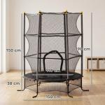 Trampolim para Crianças com Rede de Segurança e Estrutura de Aço para Interiores e Exteriores Carga 50 kg Ø163x190 cm Preto