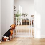 Barreira de Segurança para Cães 75 - 85 cm para Portas e Escadas, Dupla Direção, Duplo Bloqueio, Branco
