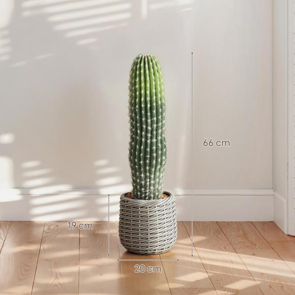 Cacto Artificial 66 cm, Planta Artificial Decorativa com Vaso para Decoração de Interiores Verde