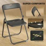 Conjunto de 6 Cadeiras Dobráveis com Encosto Curvo Assento Côncavo com Ventilação 48,5x47x75 cm Preto