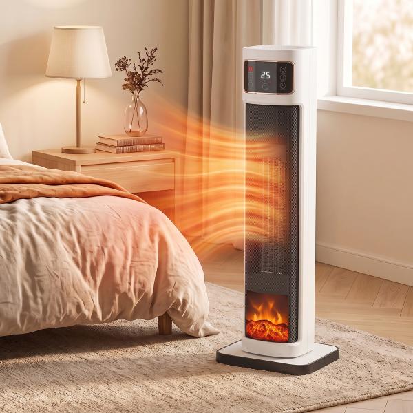 Aquecedor Elétrico Cerâmico PTC 2000 W com 4 Modos, Comando à Distância e Proteção contra Sobreaquecimento e Queda
