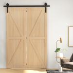 Kit de Ferragens para Porta de Correr Dobrável 122 cm para 2 Portas com Calha, Preto
