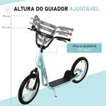 Trotinete com Guiador Ajustável 2 Pneus de Borracha Insufláveis com Travagem Dupla e Rodas 16" 139x58x90 - 96 cm Azul