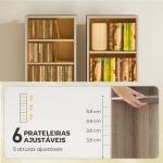 Estante para CDs e DVDs Suportes para CD Estreitos com 9 Compartimentos Prateleiras Ajustáveis 33x24x140 cm Madeira