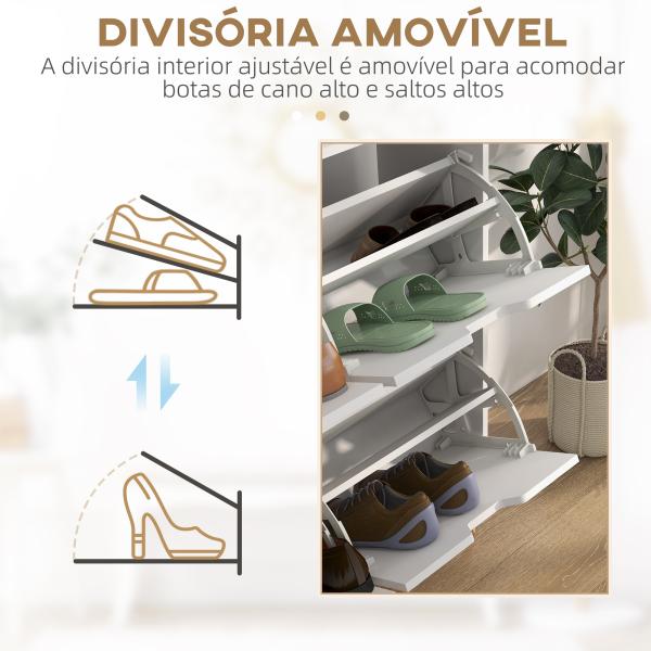 Sapateira para 16 Pares de Sapatos com 4 Gavetas e Prateleiras Ajustáveis 95x26x95 cm Branco