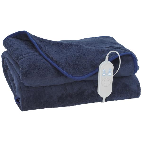 Manta Elétrica Grande Manta Térmica Sofá de Coralina com 10 Níveis de Temperatura e Temporizador 180x130 cm Azul