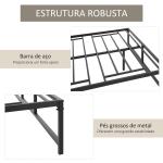 Estrutura de Cama Dupla de Metal para Colchão 137/135x190 cm com Pés de 31 cm Estrutura de Cama de Casal 141,5x195x35cm Preto
