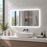 Espelho LED para Casa de Banho 90x70 cm com Bluetooth, 3 Tons de Luz, Antiembaciamento, Memória e IP44