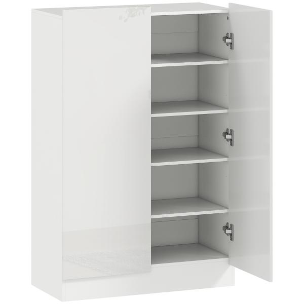 Sapateira para Entrada com Prateleiras Ajustáveis para 20 Pares de Sapatos 72x34,5x103 cm Branco Brilhante