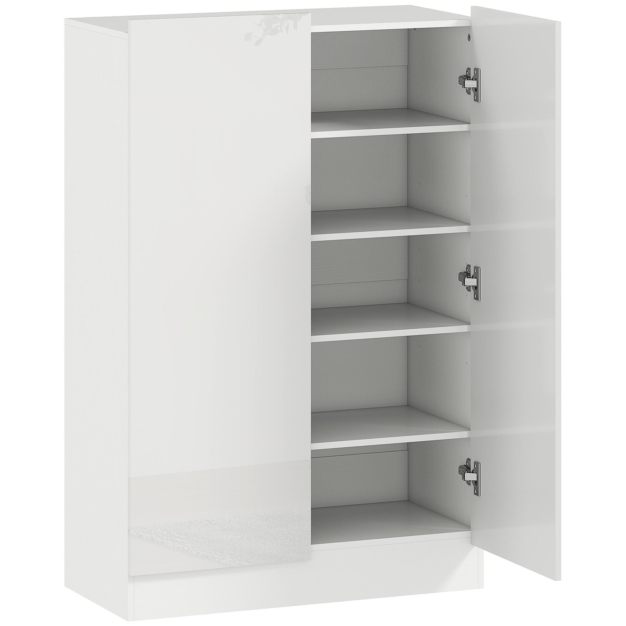 Sapateira para Entrada com Prateleiras Ajustáveis para 20 Pares de Sapatos 72x34,5x103 cm Branco Brilhante