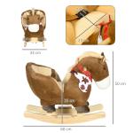 Cavalo Baloiço para Bebés com Sons Cinto de Segurança 60x33x50 cm Marrom