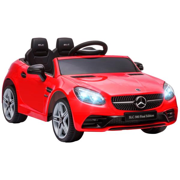 Carro Elétrico Mercedes SLC 300 12V com Controlo Remoto Faróis LED Música TF USB e Abertura da Porta 3 - 5km/h 107x62,5x44 cm Vermelho