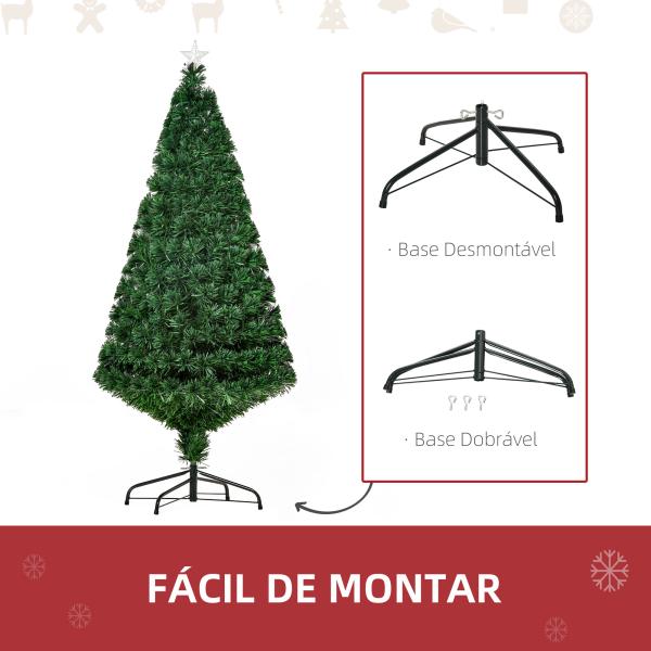 Árvore de Natal Artificial 150 cm Árvore de Natal com Fibra Óptica e Suporte Metálico Decoração de Natal Ø75x150 cm Verde