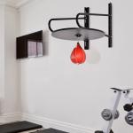 Pera de Boxe com Suporte de Parede com Plataforma Ajustável em Altura Suporte Giratório e Insuflador 60x73x80 cm Vermelho e Preto