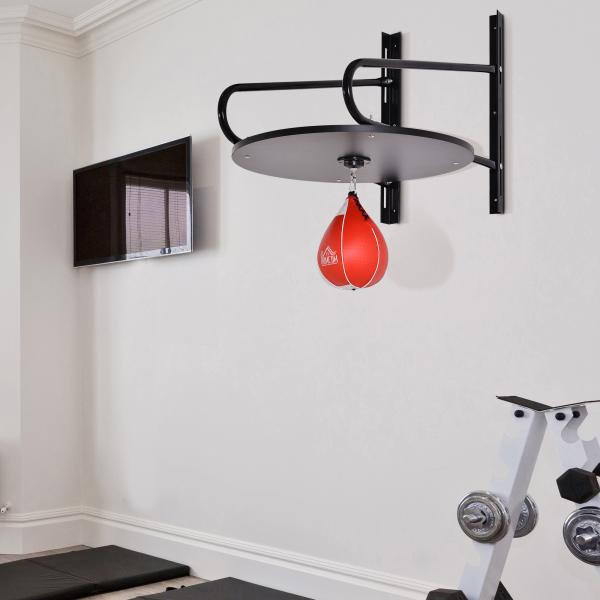 Pera de Boxe com Suporte de Parede com Plataforma Ajustável em Altura Suporte Giratório e Insuflador 60x73x80 cm Vermelho e Preto