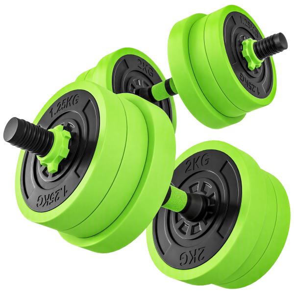 Conjunto de Halteres 20kg 4 em 1 Conjunto de Pesos com Kettlebell Barra de Pesos para Treino de Força em Casa Ginásio Verde